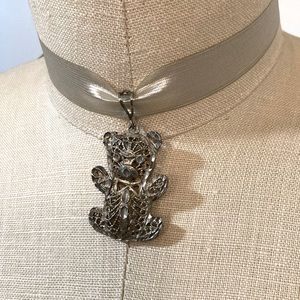 Teddy bear sterling silver pendant